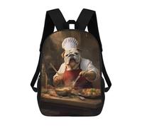sinyumoney 3D Printed Children's School Backpack English Bulldog Chef Book Bags High Capacity Travel School Bags for Kids/Students/Adults 17inch