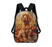 sinyumoney 3D Printed Children's School Backpack English Cocker Spaniel in Autumn Forest Book Bags High Capacity Travel School Bags for Kids/Students/Adults 17inch