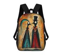 sinyumoney 3D Printed Children's School Backpack Eternal Embrace Steampunk Penguin Lovers Book Bags High Capacity Travel School Bags for Kids/Students/Adults 17inch