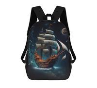 sinyumoney 3D Printed Children's School Backpack Fantasy Sailing Ship in Starry Sky Book Bags High Capacity Travel School Bags for Kids/Students/Adults 17inch