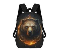 sinyumoney 3D Printed Children's School Backpack Flaming Bear Portrait Book Bags High Capacity Travel School Bags for Kids/Students/Adults 17inch