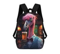 sinyumoney 3D Printed Children's School Backpack Flamingo at The Bar Book Bags High Capacity Travel School Bags for Kids/Students/Adults 17inch