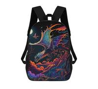 sinyumoney 3D Printed Children's School Backpack Flying Dragon Neon Book Bags High Capacity Travel School Bags for Kids/Students/Adults 17inch