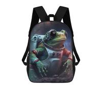 sinyumoney 3D Printed Children's School Backpack Frog Astronaut in Space Book Bags High Capacity Travel School Bags for Kids/Students/Adults 17inch