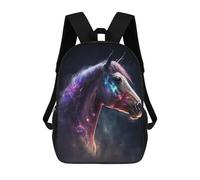 sinyumoney 3D Printed Children's School Backpack Galactic Horse Portrait -1 Book Bags High Capacity Travel School Bags for Kids/Students/Adults 17inch