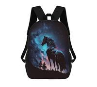 sinyumoney 3D Printed Children's School Backpack Galactic Horse Silhouette Book Bags High Capacity Travel School Bags for Kids/Students/Adults 17inch