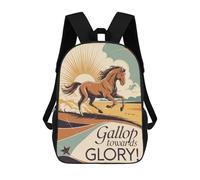 sinyumoney 3D Printed Children's School Backpack Gallop Towards Glory Horse Art Book Bags High Capacity Travel School Bags for Kids/Students/Adults 17inch