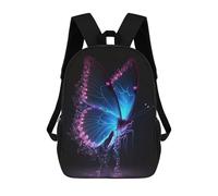 sinyumoney 3D Printed Children's School Backpack Glowing Neon Butterfly Book Bags High Capacity Travel School Bags for Kids/Students/Adults 17inch