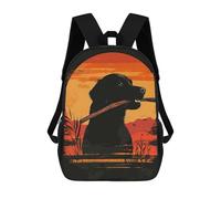 sinyumoney 3D Printed Children's School Backpack Golden Retriever at Sunset Book Bags High Capacity Travel School Bags for Kids/Students/Adults 17inch