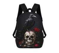 sinyumoney 3D Printed Children's School Backpack Gothic Crow Book Bags High Capacity Travel School Bags for Kids/Students/Adults 17inch