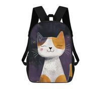 sinyumoney 3D Printed Children's School Backpack Happy And Cute Calico Cat Book Bags High Capacity Travel School Bags for Kids/Students/Adults 17inch