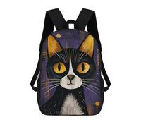 sinyumoney 3D Printed Children's School Backpack Happy Black And White Cat Book Bags High Capacity Travel School Bags for Kids/Students/Adults 17inch