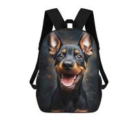 sinyumoney 3D Printed Children's School Backpack Happy Doberman Puppy Book Bags High Capacity Travel School Bags for Kids/Students/Adults 17inch