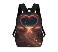 sinyumoney 3D Printed Children's School Backpack Heart Path to Sunset Book Bags High Capacity Travel School Bags for Kids/Students/Adults 17inch