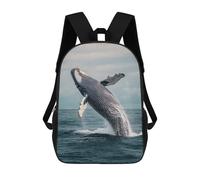 sinyumoney 3D Printed Children's School Backpack Humpback Whale Breaching Book Bags High Capacity Travel School Bags for Kids/Students/Adults 17inch
