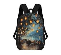 sinyumoney 3D Printed Children's School Backpack Impressionist Inspired Lakeside Lantern Evening Book Bags High Capacity Travel School Bags for Kids/Students/Adults 17inch