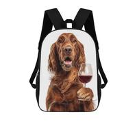 sinyumoney 3D Printed Children's School Backpack Irish Setter with Wine Glass Book Bags High Capacity Travel School Bags for Kids/Students/Adults 17inch