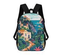 sinyumoney 3D Printed Children's School Backpack Italy Capri Minimalist Illustration Book Bags High Capacity Travel School Bags for Kids/Students/Adults 17inch