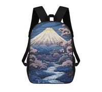 sinyumoney 3D Printed Children's School Backpack Japanese Blue Mountains Book Bags High Capacity Travel School Bags for Kids/Students/Adults 17inch