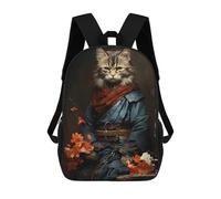 sinyumoney 3D Printed Children's School Backpack Japanese Noble Cat Book Bags High Capacity Travel School Bags for Kids/Students/Adults 17inch