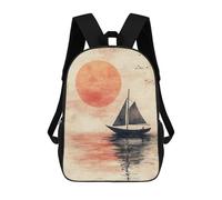 sinyumoney 3D Printed Children's School Backpack Japanese Sailboat Sunset Book Bags High Capacity Travel School Bags for Kids/Students/Adults 17inch