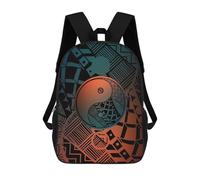 sinyumoney 3D Printed Children's School Backpack Japanese Yin Yang Book Bags High Capacity Travel School Bags for Kids/Students/Adults 17inch