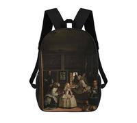 sinyumoney 3D Printed Children's School Backpack Las Meninas Painting Book Bags High Capacity Travel School Bags for Kids/Students/Adults 17inch