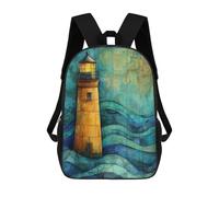 sinyumoney 3D Printed Children's School Backpack Lighthouse on The Sea Lighthouse over Abstract Sea Book Bags High Capacity Travel School Bags for Kids/Students/Adults 17inch