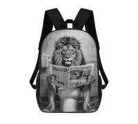sinyumoney 3D Printed Children's School Backpack Lion Toilet Funny Bathroom Book Bags High Capacity Travel School Bags for Kids/Students/Adults 17inch