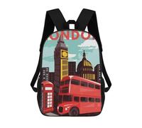 sinyumoney 3D Printed Children's School Backpack London England Book Bags High Capacity Travel School Bags for Kids/Students/Adults 17inch