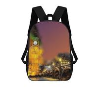 sinyumoney 3D Printed Children's School Backpack London Night Lights Book Bags High Capacity Travel School Bags for Kids/Students/Adults 17inch