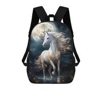 sinyumoney 3D Printed Children's School Backpack Magic Moon Horse Book Bags High Capacity Travel School Bags for Kids/Students/Adults 17inch