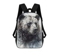 sinyumoney 3D Printed Children's School Backpack Majestic Bear Black Ink Book Bags High Capacity Travel School Bags for Kids/Students/Adults 17inch