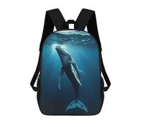 sinyumoney 3D Printed Children's School Backpack Majestic Humpback Whale Book Bags High Capacity Travel School Bags for Kids/Students/Adults 17inch