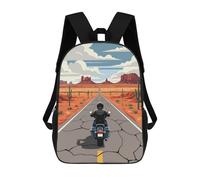 sinyumoney 3D Printed Children's School Backpack Motorcycle Ride Book Bags High Capacity Travel School Bags for Kids/Students/Adults 17inch