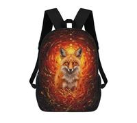 sinyumoney 3D Printed Children's School Backpack Mystical Fox Portrait with Floral Swirl Book Bags High Capacity Travel School Bags for Kids/Students/Adults 17inch