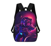 sinyumoney 3D Printed Children's School Backpack Neon Astronaut in Space Book Bags High Capacity Travel School Bags for Kids/Students/Adults 17inch