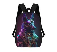 sinyumoney 3D Printed Children's School Backpack Neon Egyptian Anubis Statue Book Bags High Capacity Travel School Bags for Kids/Students/Adults 17inch