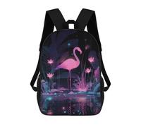 sinyumoney 3D Printed Children's School Backpack Neon Flamingo in A Dark Garden Book Bags High Capacity Travel School Bags for Kids/Students/Adults 17inch
