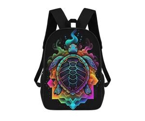 sinyumoney 3D Printed Children's School Backpack Neon Turtle Book Bags High Capacity Travel School Bags for Kids/Students/Adults 17inch