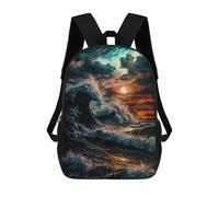 sinyumoney 3D Printed Children's School Backpack Ocean Wave Sunset-2 Book Bags High Capacity Travel School Bags for Kids/Students/Adults 17inch