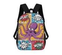 sinyumoney 3D Printed Children's School Backpack Octopus Comic Art Book Bags High Capacity Travel School Bags for Kids/Students/Adults 17inch
