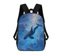 sinyumoney 3D Printed Children's School Backpack Orca in Blue Ocean Art Book Bags High Capacity Travel School Bags for Kids/Students/Adults 17inch