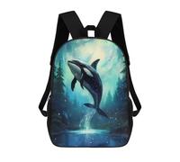 sinyumoney 3D Printed Children's School Backpack Orca Whale Enchanted Sea Book Bags High Capacity Travel School Bags for Kids/Students/Adults 17inch