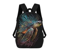 sinyumoney 3D Printed Children's School Backpack Paintsplash Sea Turtle Book Bags High Capacity Travel School Bags for Kids/Students/Adults 17inch