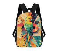 sinyumoney 3D Printed Children's School Backpack Parrot with Retro Bright Green Budgerigar Parrot Book Bags High Capacity Travel School Bags for Kids/Students/Adults 17inch