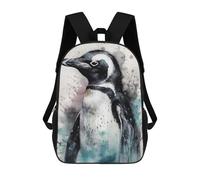 sinyumoney 3D Printed Children's School Backpack Penguin Beauty Black Ink Book Bags High Capacity Travel School Bags for Kids/Students/Adults 17inch