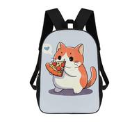 sinyumoney 3D Printed Children's School Backpack Pizza Loving Cat Book Bags High Capacity Travel School Bags for Kids/Students/Adults 17inch