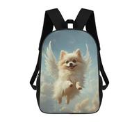sinyumoney 3D Printed Children's School Backpack Pomeranian with Angel Wings Small Dog Tribute Angel Dog Book Bags High Capacity Travel School Bags for Kids/Students/Adults 17inch