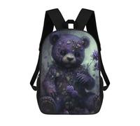 sinyumoney 3D Printed Children's School Backpack Purple Floral Bear Book Bags High Capacity Travel School Bags for Kids/Students/Adults 17inch